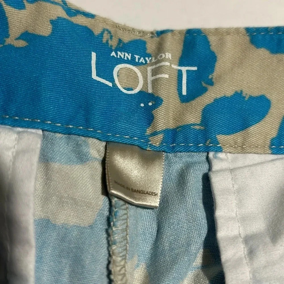 Loft Ann Taylor, women’s blue and tan shorts with pockets size 6 100%cotton NWOT - Picture 4 of 7
